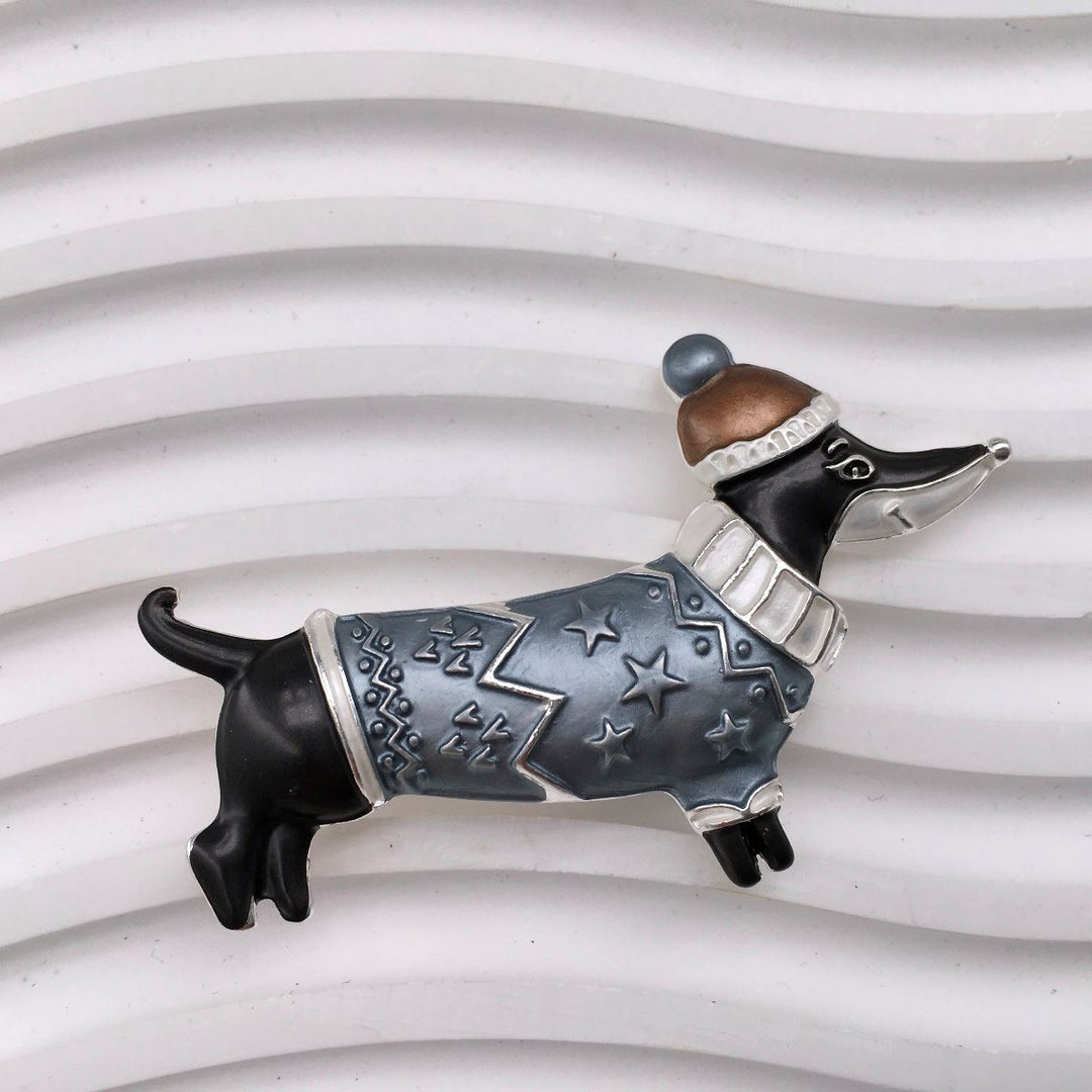 Dog with a Jumper Magnetic Brooch