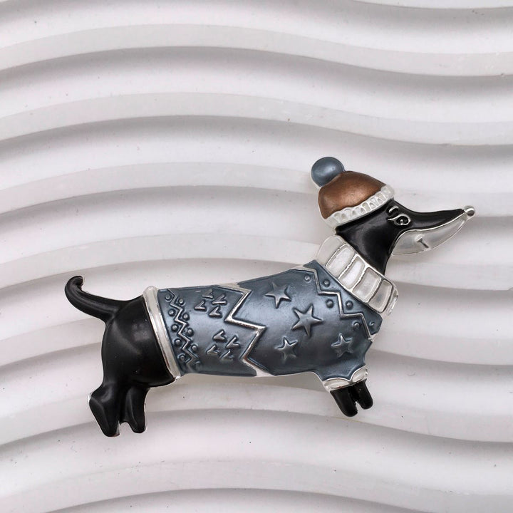 Dog with a Jumper Magnetic Brooch