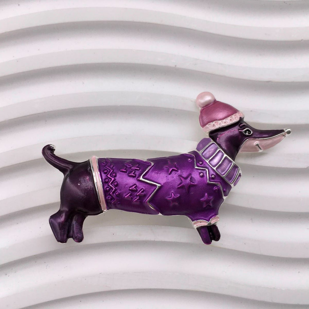 Dog with a Jumper Magnetic Brooch