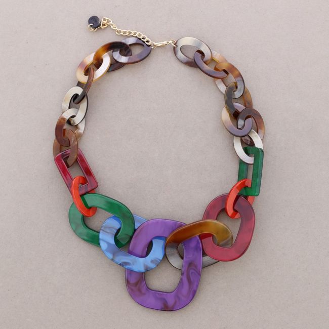 Resin Chain Multi Coloured Necklace - Vz Collection