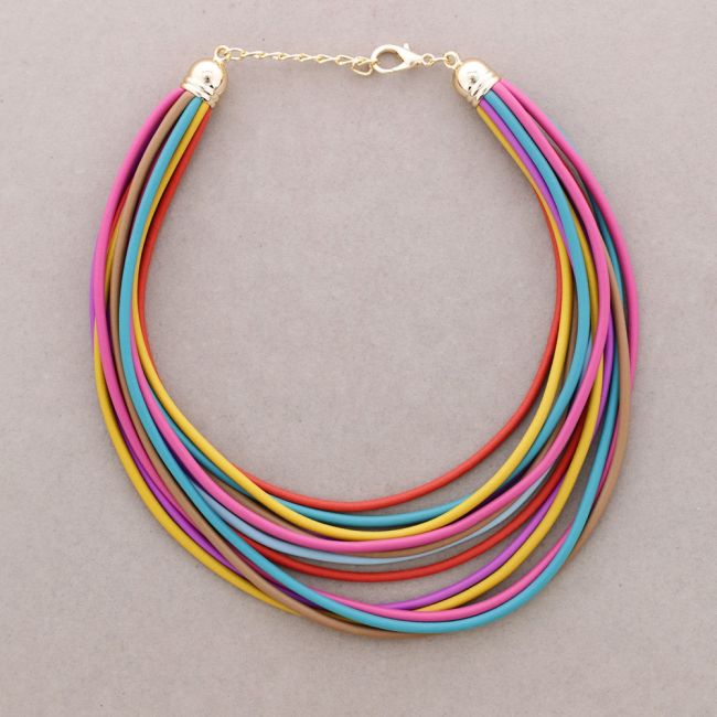 Multi Coloured Silicone Layered Necklace - Vz Collection