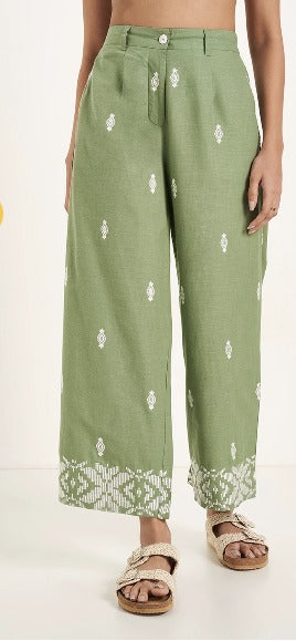 Embroidered Cotton Trousers