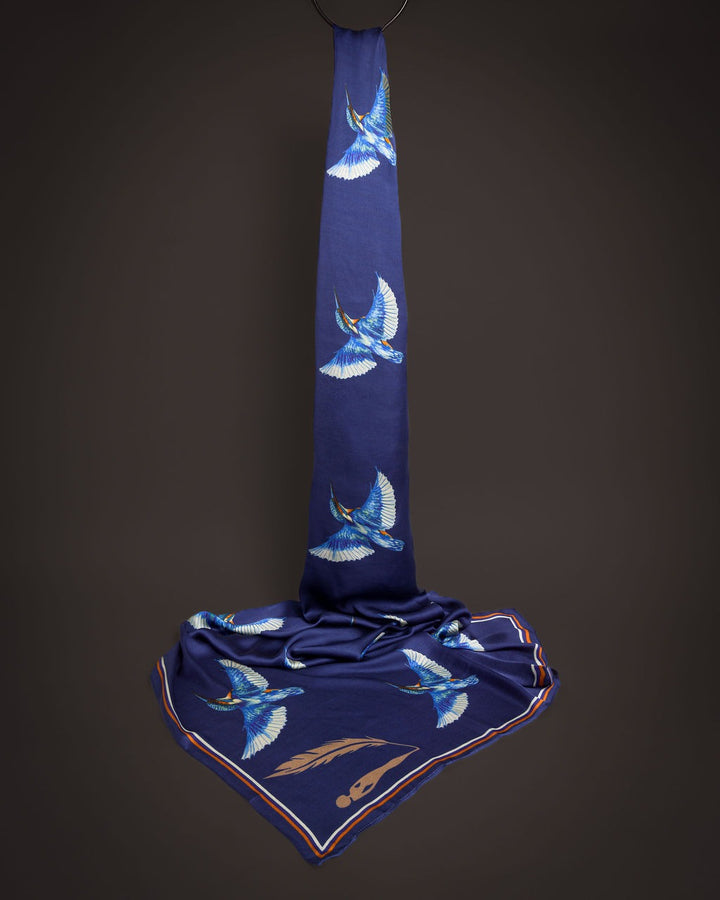 Kingfisher Satin Silk Scarves - Vz Collection