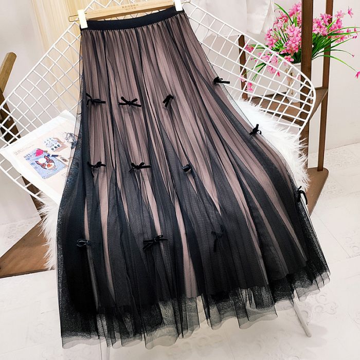 Tulle Midi Skirt with Bows