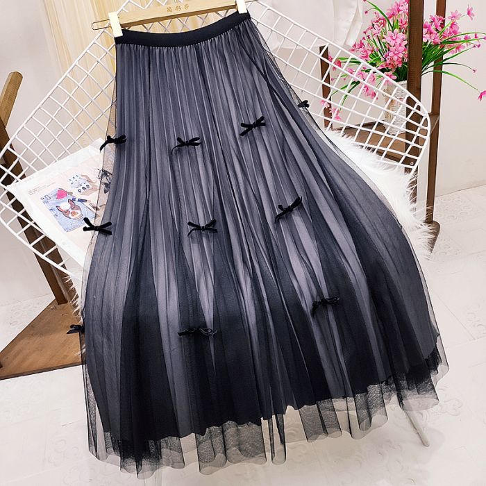 Tulle Midi Skirt with Bows