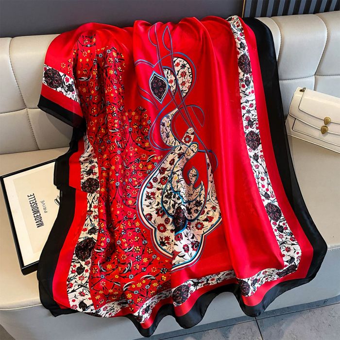 Vibrant Floral Scarf in Red