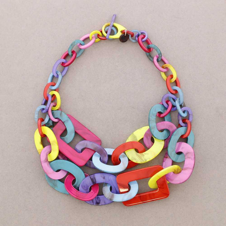Multi Coloured Double Link Neckalce