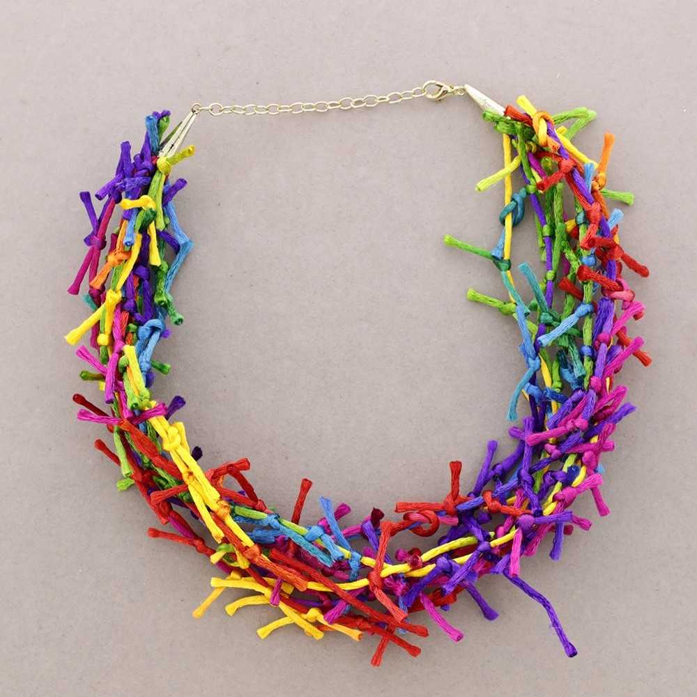 Multi Coloured Short Necklace with Silk threads