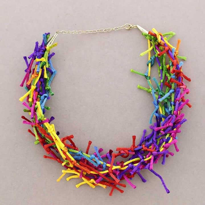 Multi Coloured Short Necklace with Silk threads