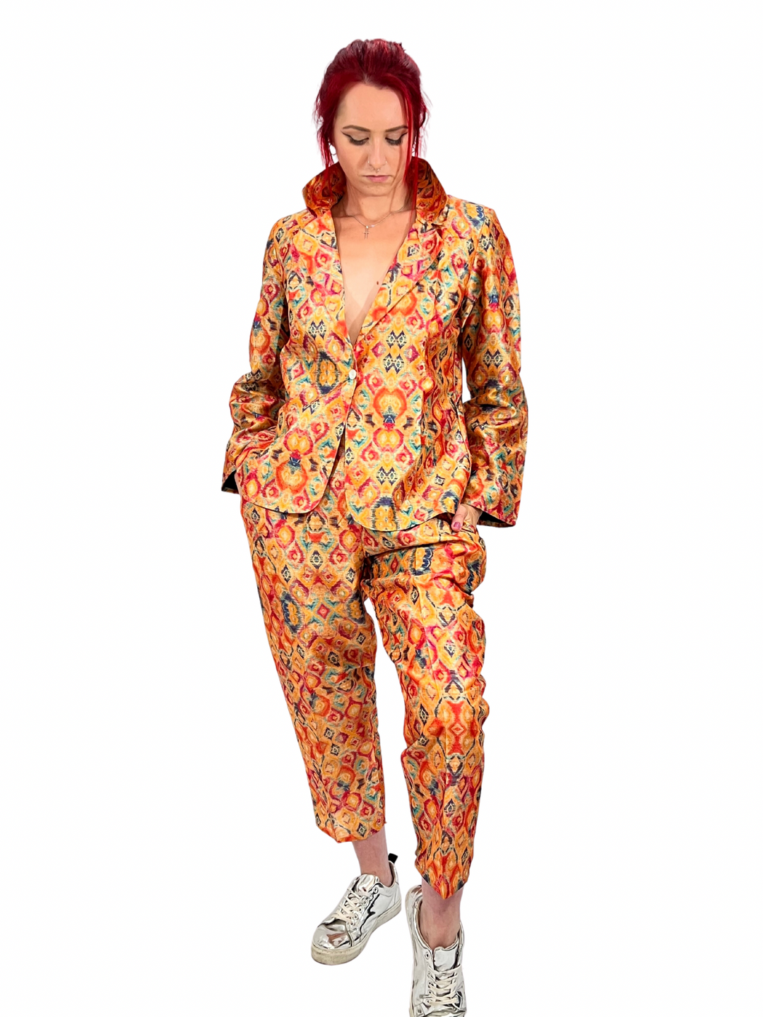 Two Piece Suit Set in Indian Silk - Vz Collection