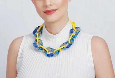 Blue and Yellow Short Necklace - Vz Collection