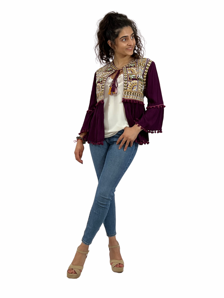 Purple Cotton open Summer over lay - Vz Collection