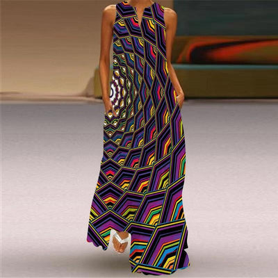 Digital Printed Abstract Print Maxi Dress - Vz Collection