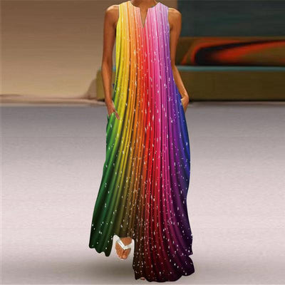 Digital Printed Rainbow Maxi Dress - Vz Collection
