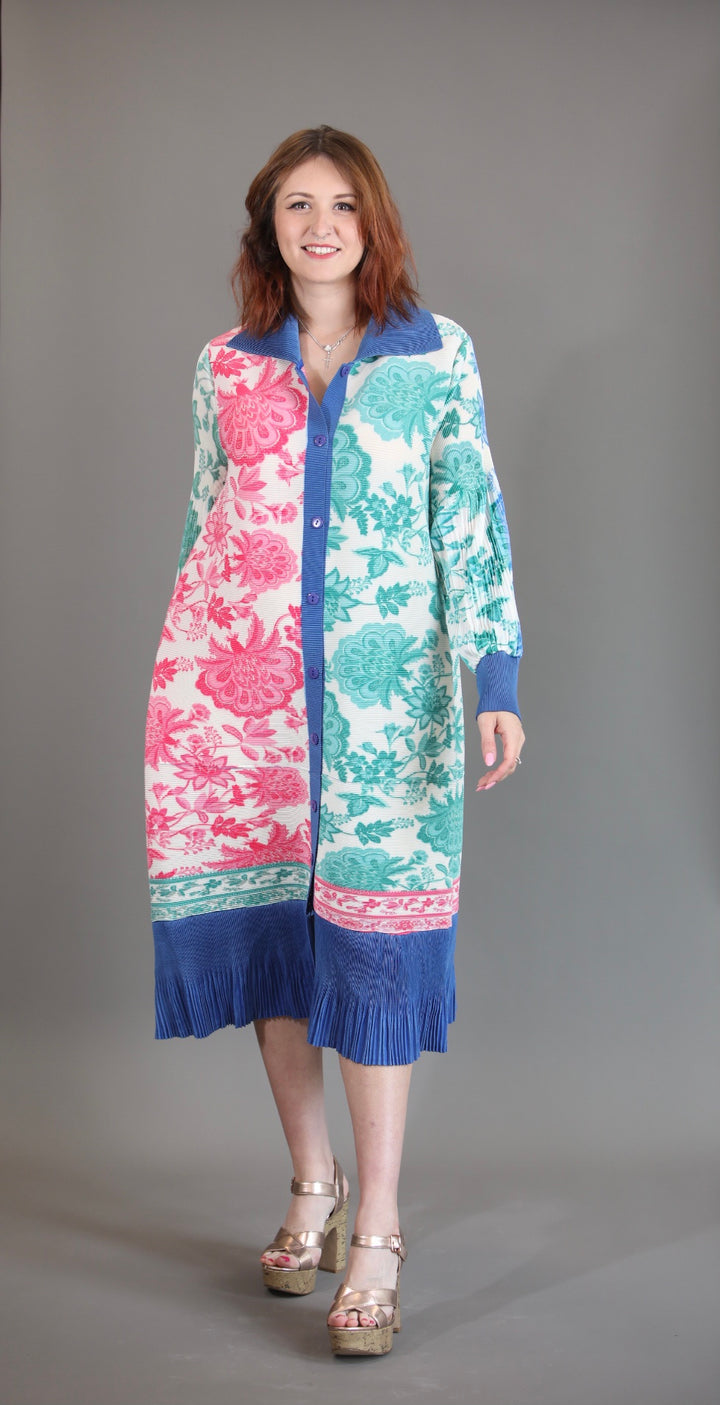 Multi Colour Plisse Dress- Orange