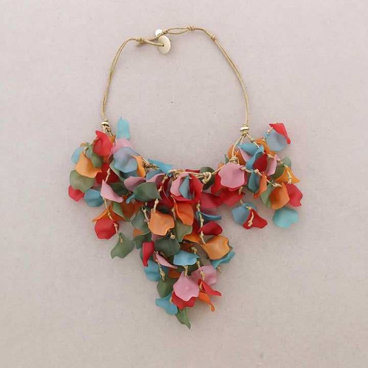 Multi Coloured Hanging Petals Necklace
