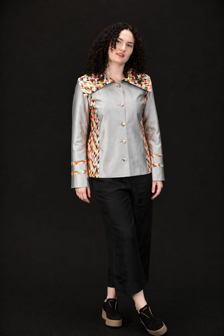 Prism Étoile Silk Couture Jacket - Grey Silver - Vz Collection