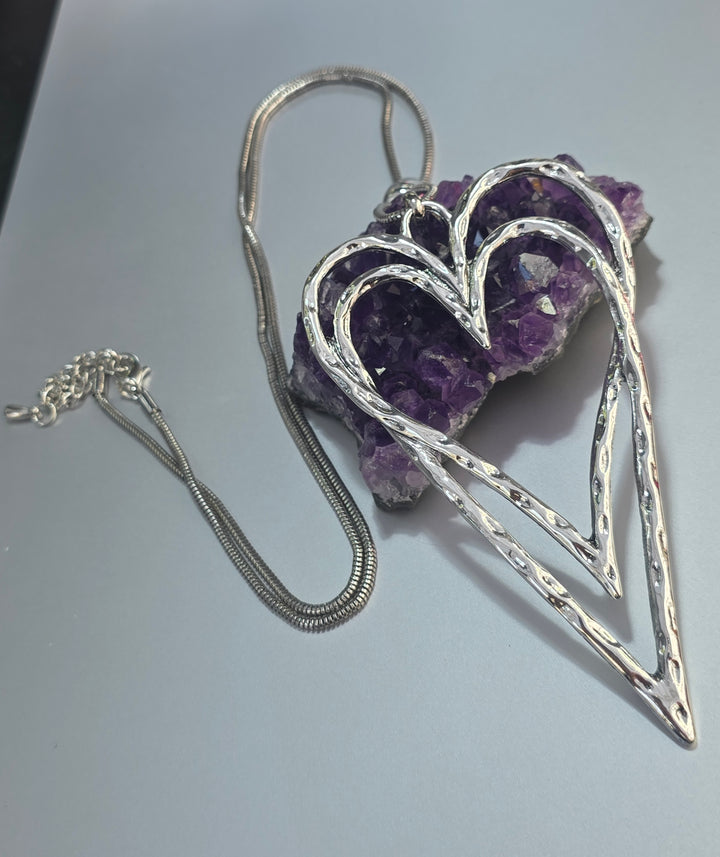 Contemporary Dual Heart  Necklace