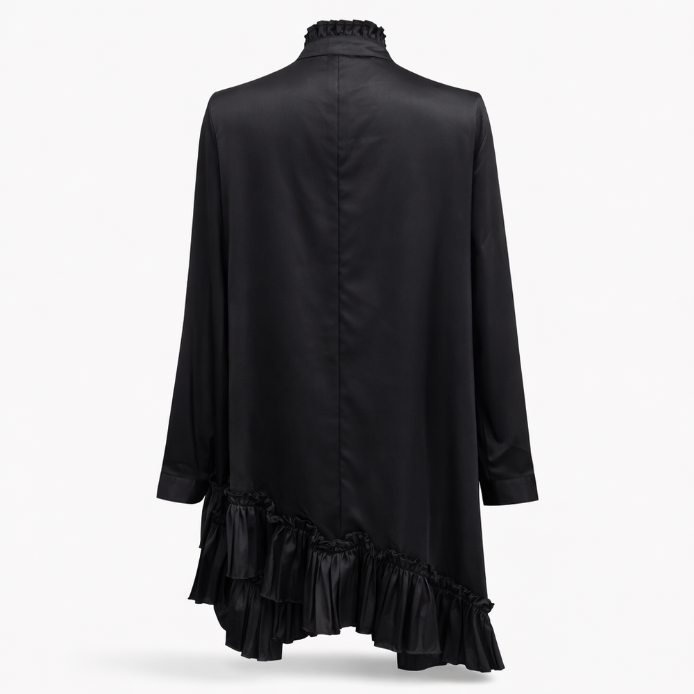 Midnight Cascade Satin Silk Dress - Vz Collection