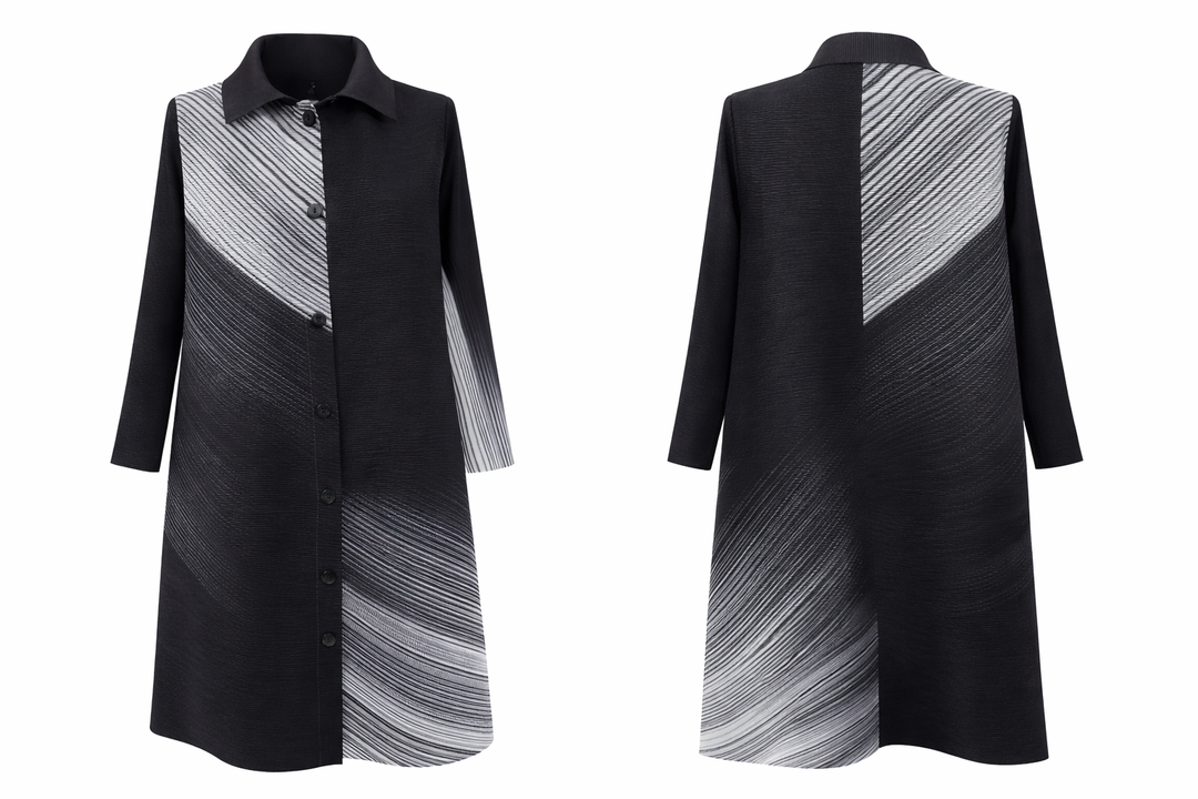 Eclipse Plissé Monochrome Shirt Dress - Vz Collection