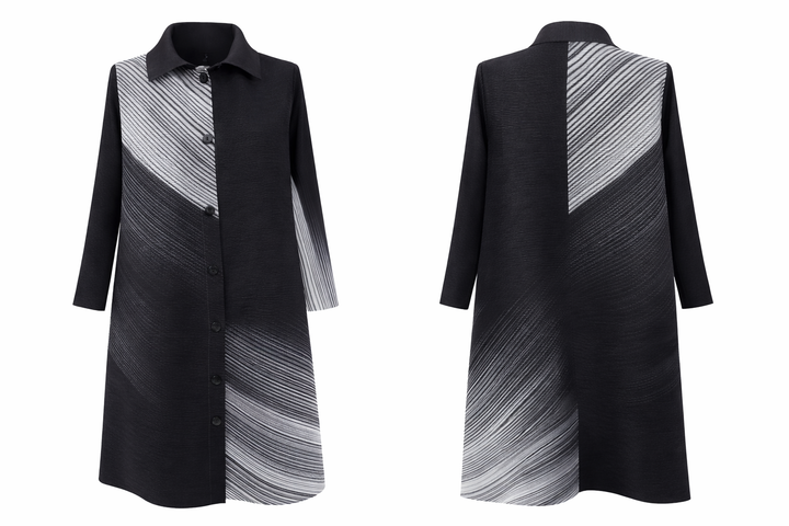 Eclipse Plissé Monochrome Shirt Dress - Vz Collection