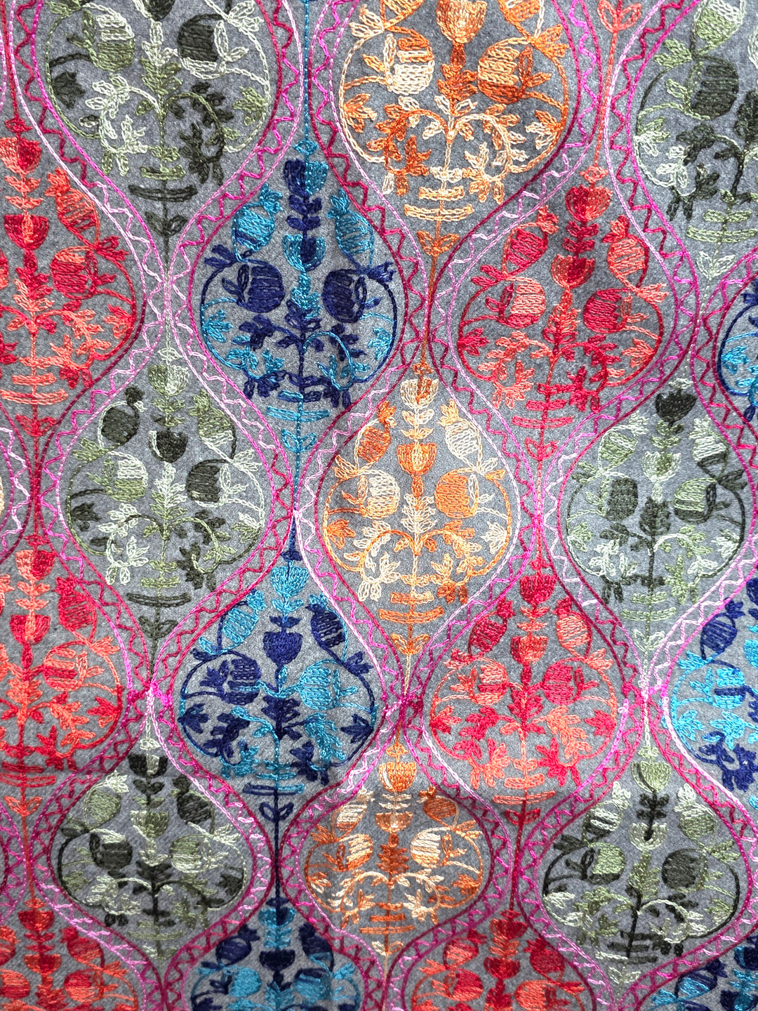 Grey - Hand Embroidered Indian Shawl