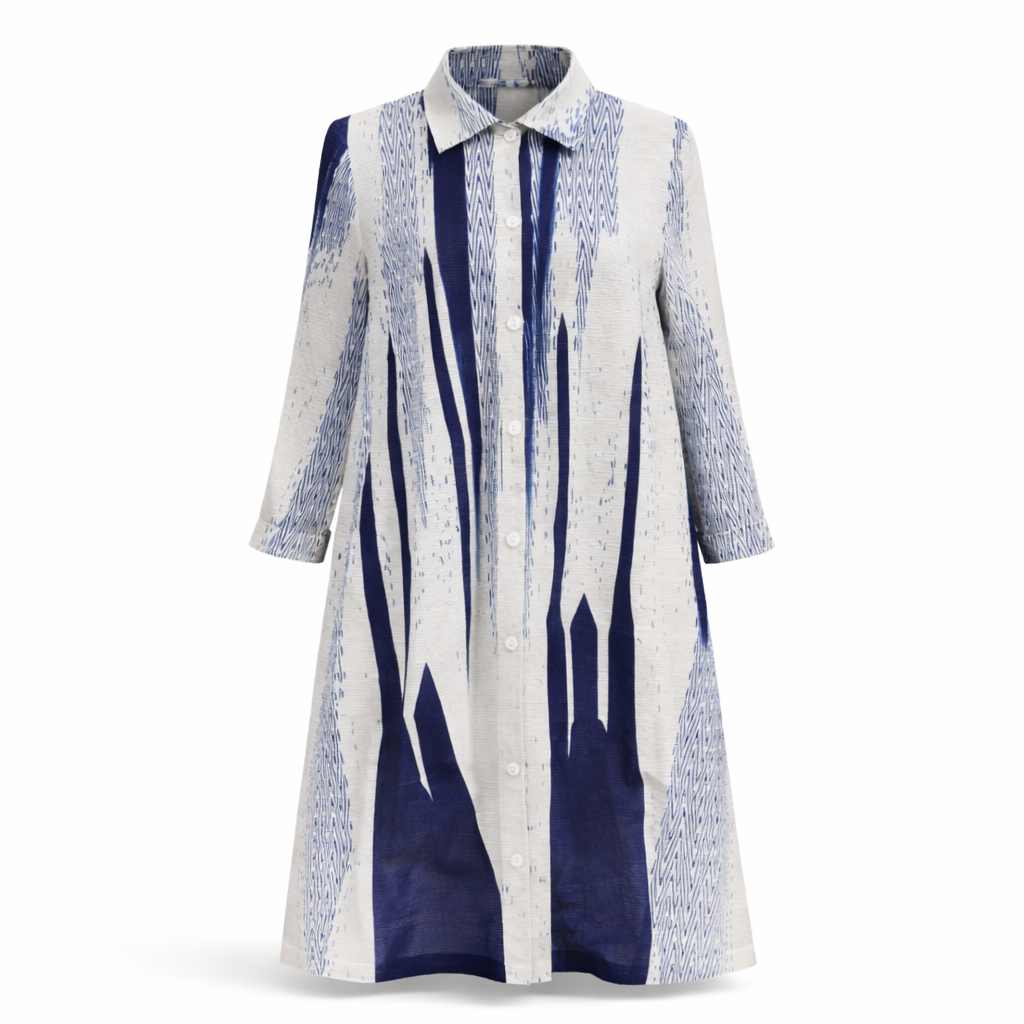 Ocean Drift Plissé Dress - Navy/Ivory - Vz Collection