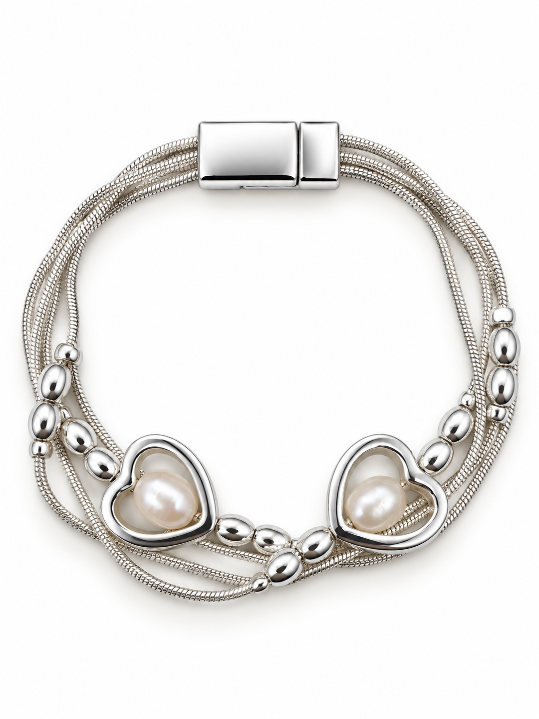 Pearl Heart Magnetic Statement Bracelet - Vz Collection