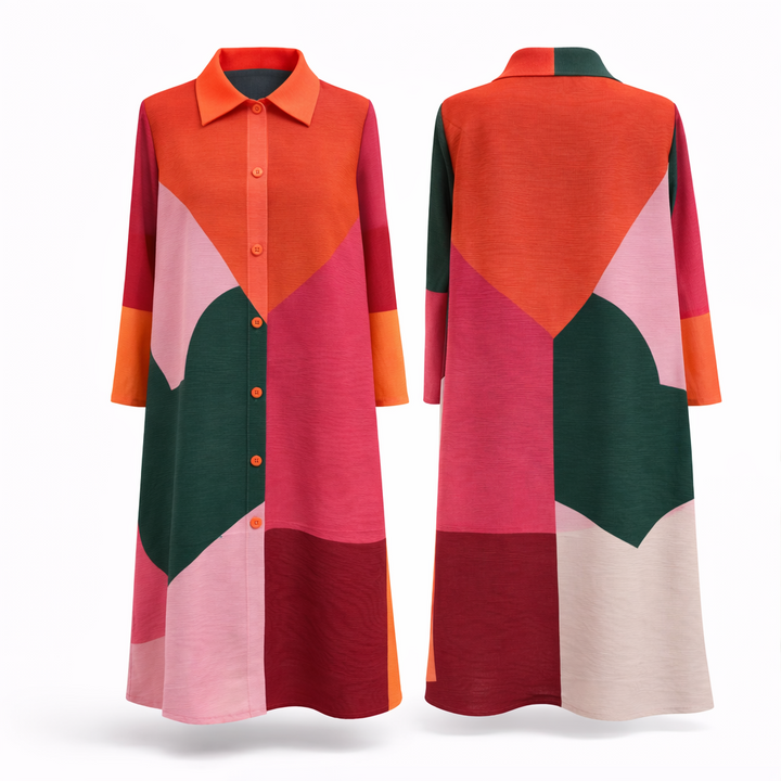 Coral Bloom Plissé Swing Dress - Vz Collection