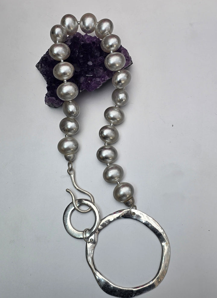 Statement Contemporary Pearl Necklace With Extra Large Clasp