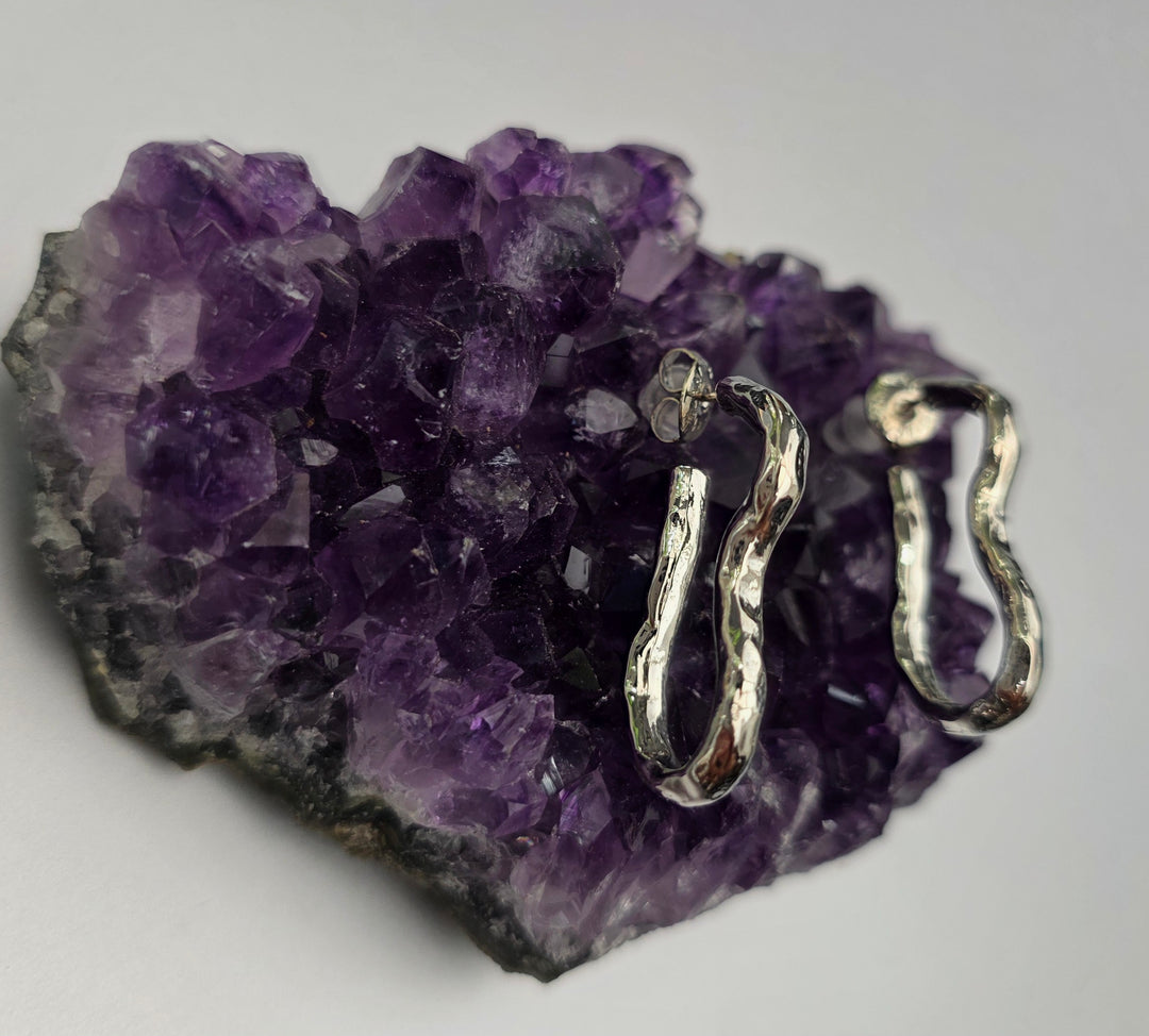 Silver Waves Studd Earrings
