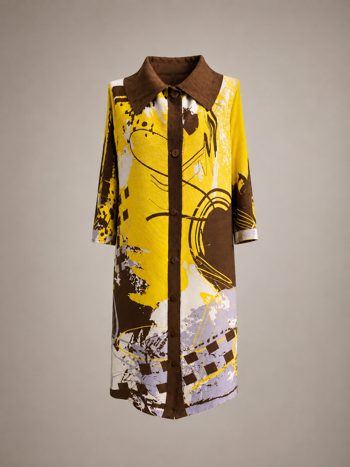 Solaris Abstract Plisse Dress