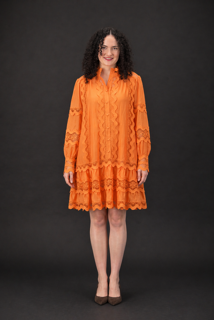 Orange- Celeste Lace Dress - Vz Collection