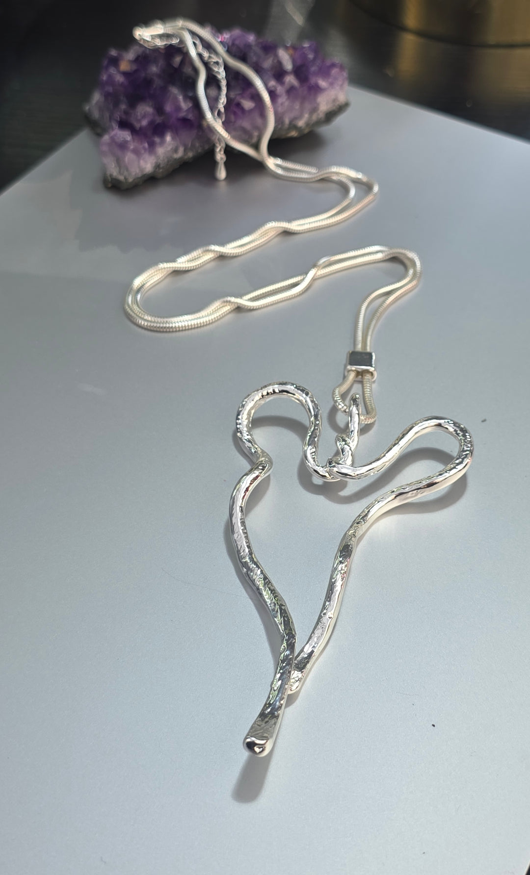 Dancing Heart Pendant On Long Chain