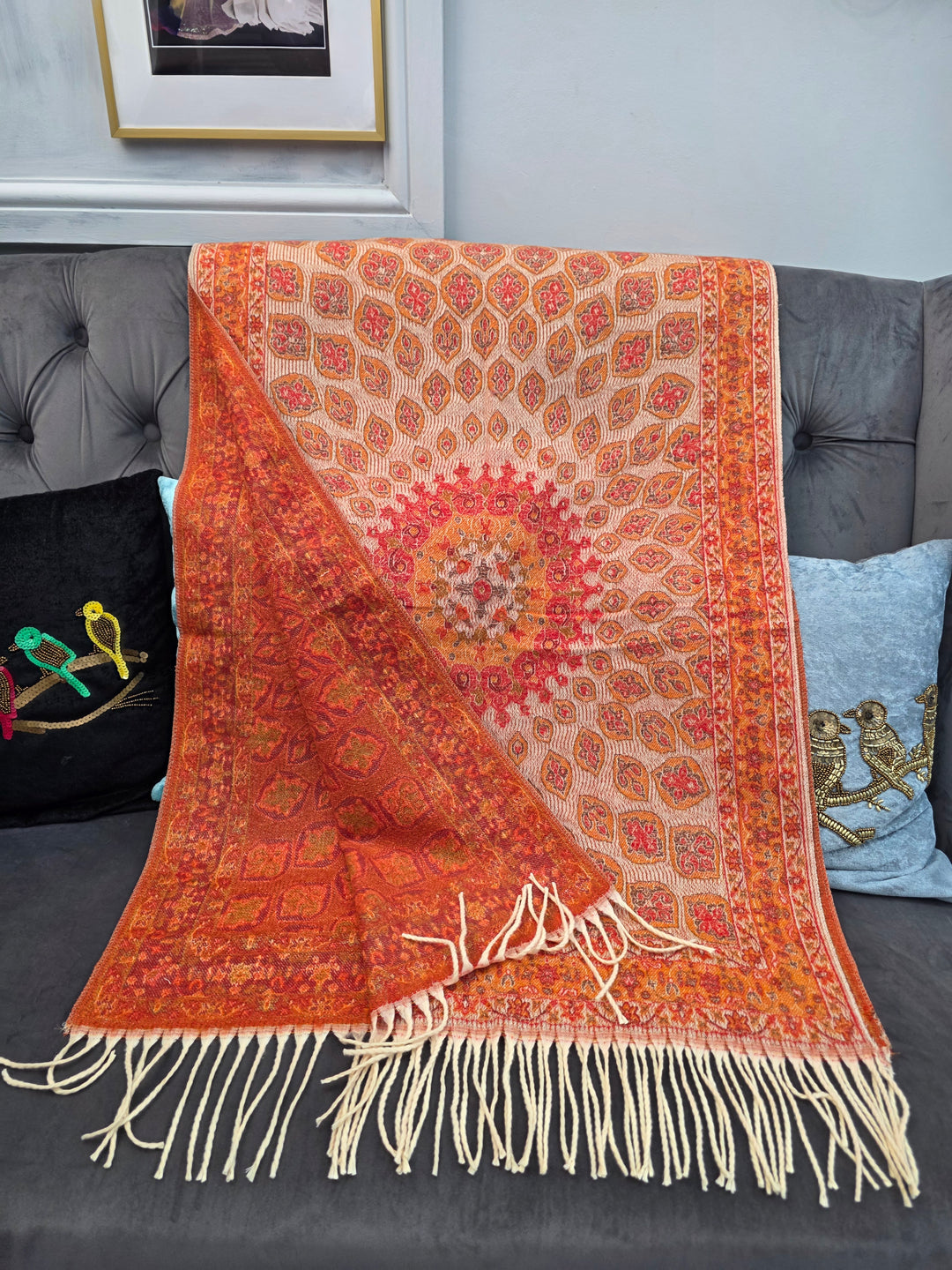 Multi Oranga Mandala Pattern Scarf/Stall in 100% Yak's Wool