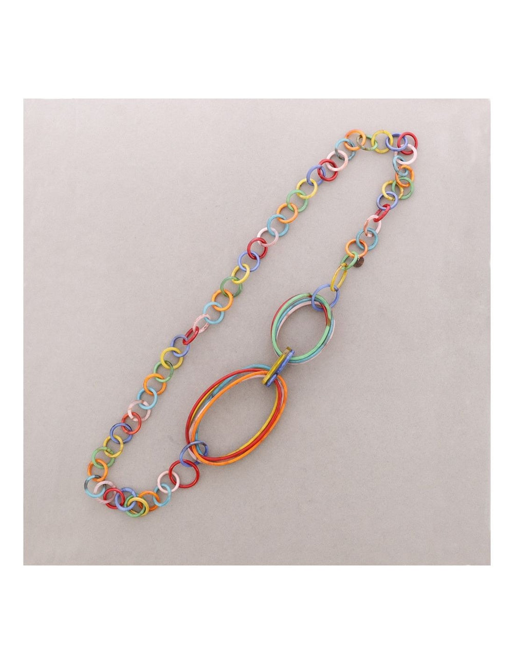 Playful Resin Shapes Linked In Long Necklace - Vz Collection