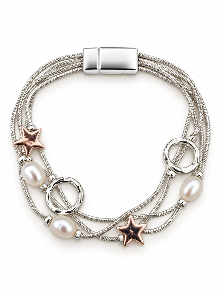 Pearl & Star Magnetic Statement Bracelet - Vz Collection