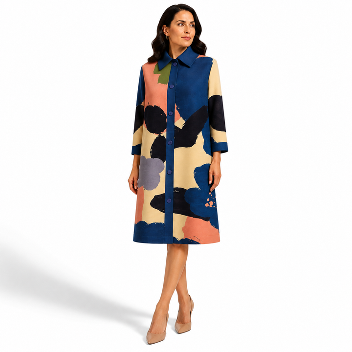 Kasumi - Abstract Brush Stroke Plisse Dress