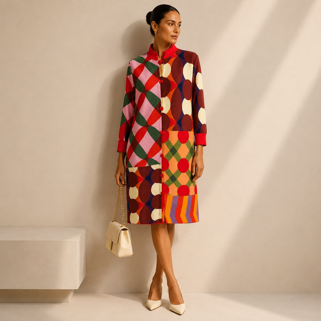 Harlequin Mosaic Plisse Dress