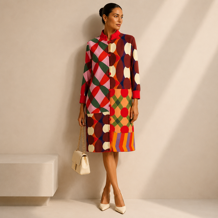 Harlequin Mosaic Plisse Dress