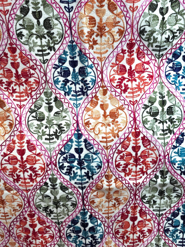 White - Hand Embroidered Indian Shawl