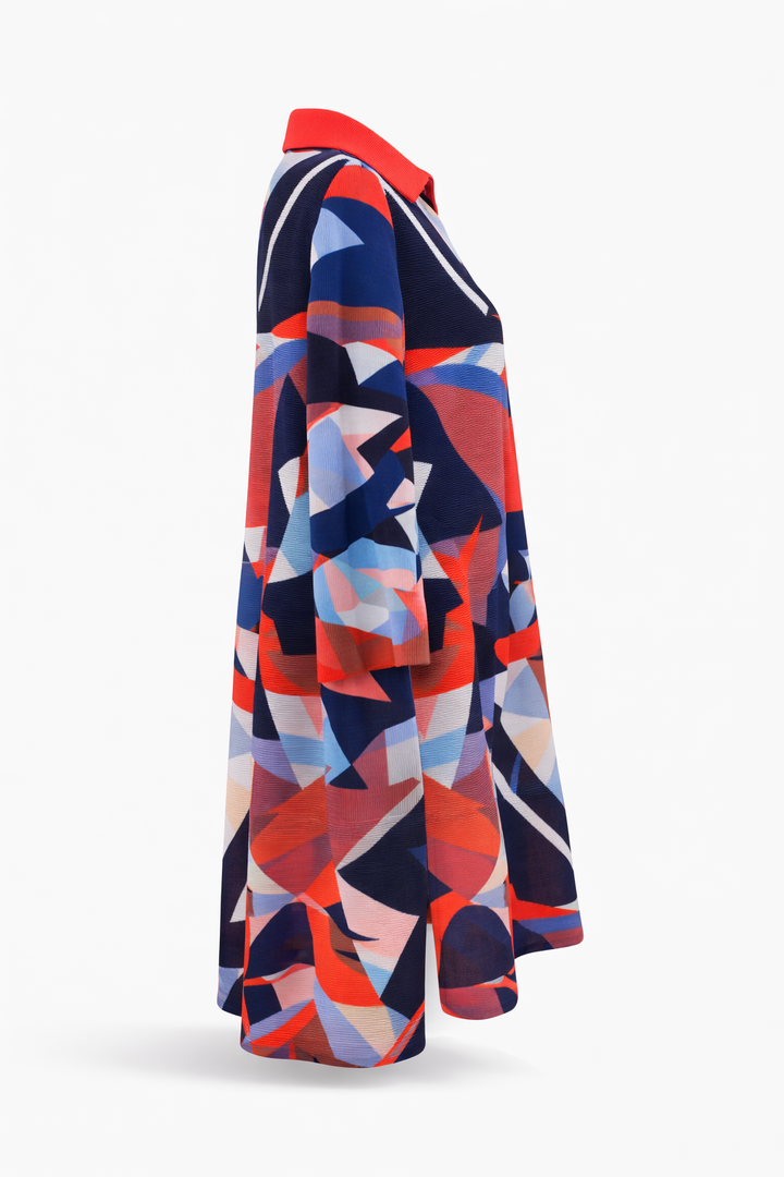 Aurora Prism Plissé Dress - Orange/Navy - Vz Collection
