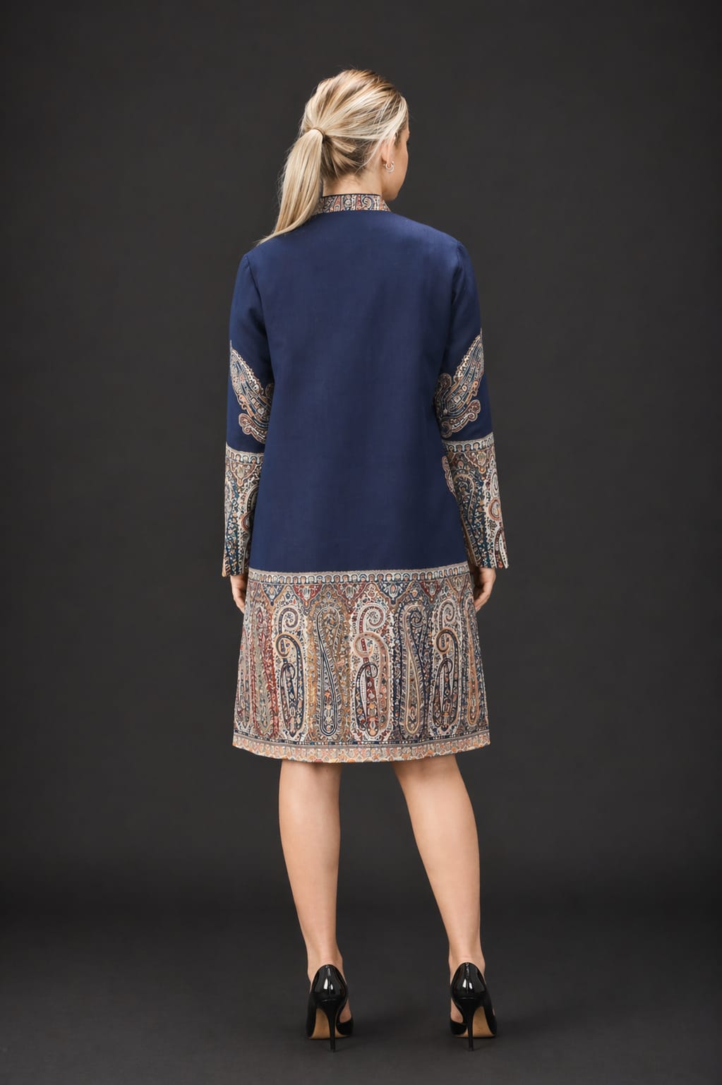 Upcycled Jamawar Shawl Coat – Timeless Elegance with Modern Versatility - Vz Collection
