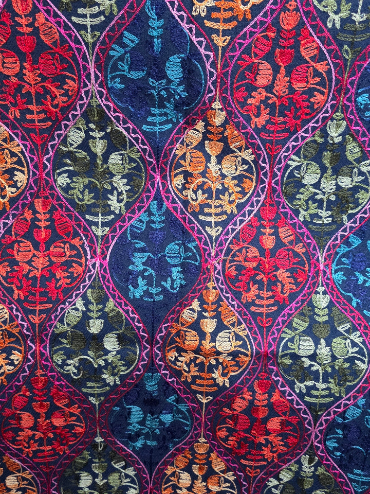 Blue-Hand Embroidered Indian Shawl