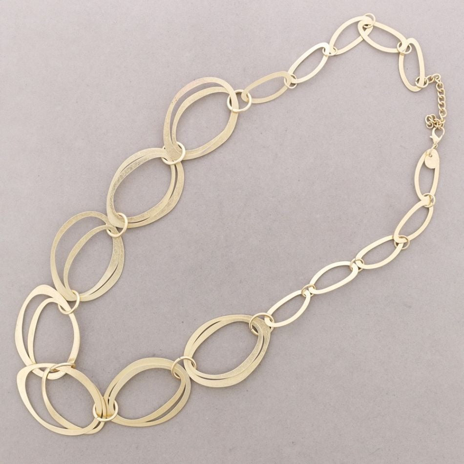 Long Metallic  Oval Link Necklace - Vz Collection