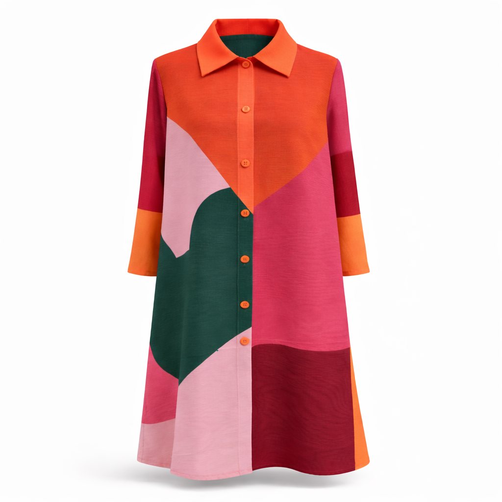 Coral Bloom Plissé Swing Dress - Vz Collection