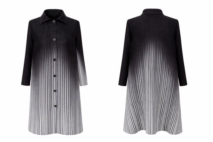 Midnight Fade Plissé Dress - Black,Grey & Ivory - Vz Collection