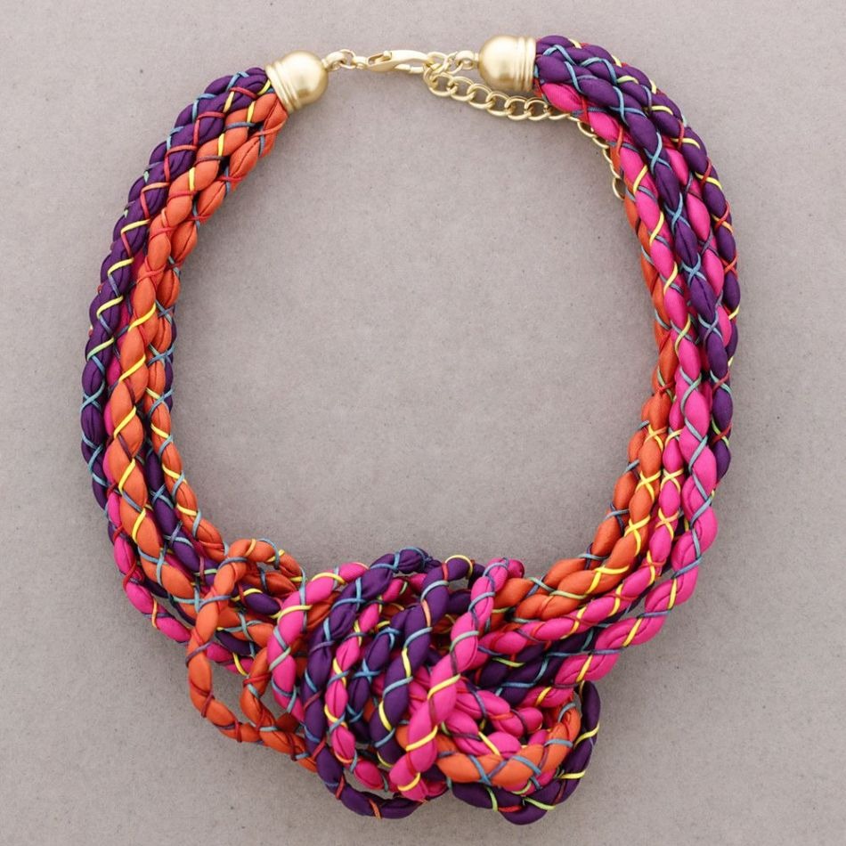 Multi Weave Statement Necklace- Pinks