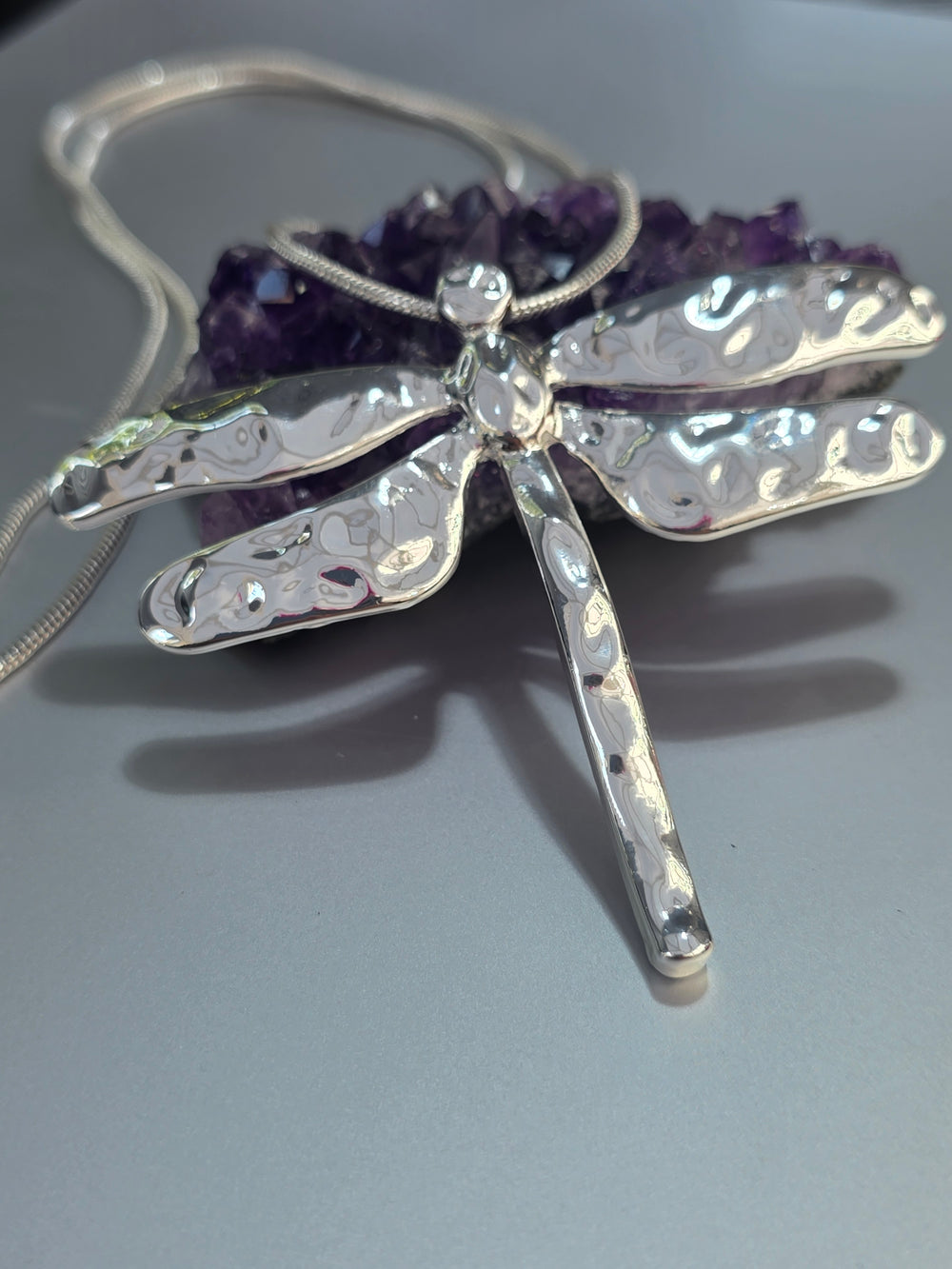 Dragonfly Pendant Necklace On Long Chain - Vz Collection