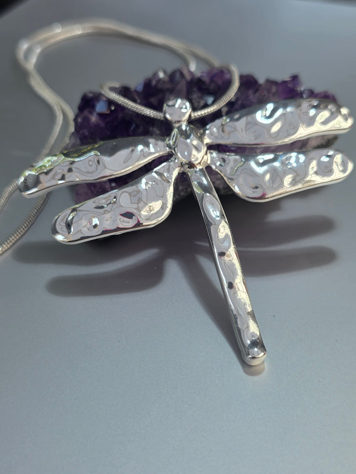 Dragonfly Pendant Necklace On Long Chain